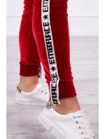 Velurová souprava s ozdobnými stuhami červená