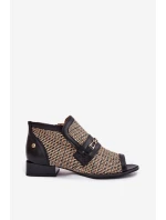 Kožené Dámské Boty S Odkrytými Prsty Maciejka Černobéžové 06934-39/00-1