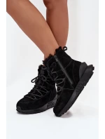 Semišové Zimní Boty Pro Ženy S Kožíškem Big Star SS274319 Černé