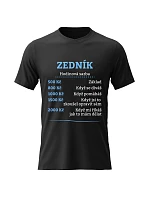 Pánské bavlněné tričko s potiskem - HODINOVÁ SAZBA - ZEDNÍK - černé