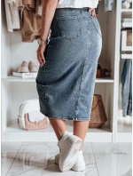 Džínová midi sukně s rozparkem DENIZA modrá FashionStreet CY0484 Džínová midi sukně s rozparkem DENIZA modrá FashionStreet CY0484