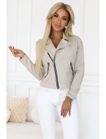 481-4 Semišové ramonesky s dlouhými rukávy a zipy - světle béžové