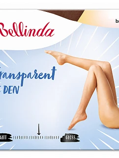 Průhledné punčochové kalhoty bez zesíleného sedu TRANSPARENT 15 DEN - BELLINDA - hnědá