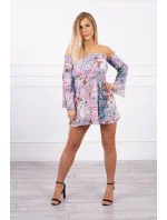 Španělské květinové fialové šaty