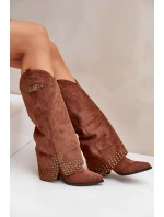 Kozačky S Ohnutým Holení Na Podpatku Hnědé Iveliri Kozačky S Ohnutým Holení Na Podpatku Hnědé Iveliri