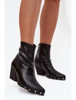 Dámské kožené boty na podpatku černé Abrielle Dámské kožené boty na podpatku černé Abrielle