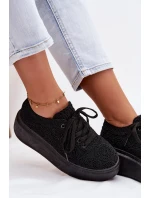 Dámské háčkované tenisky na platformě Černé Evalora