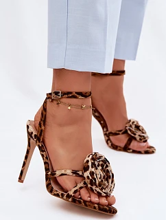 Dámské sandály na podpatku s ozdobou Panterka Geloria