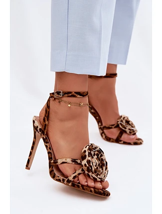 Dámské sandály na podpatku s ozdobou Panterka Geloria
