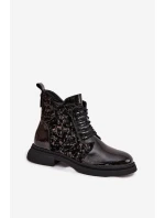 Lakované dámské botky D&A – černé, zateplené