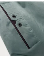 Světle zelená jednoduchá dámská bunda s kapucí LHD (LHD-24590) Světle zelená jednoduchá dámská bunda s kapucí LHD (LHD-24590)