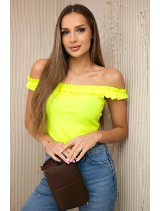 Španělská halenka s volánky žlutá neonová Španělská halenka s volánky žlutá neonová
