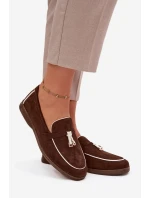 Mokasyny Loafersy Damské Z Eko Zamszu Čokoládové Darwen