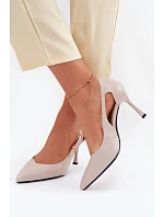 Podpatky s výřezy a zlatou sponou Vinceza 62288 Světle šedé