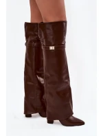 Dámské zateplené kozačky s holenicí nad kolena Serelle – hnědé