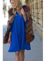 Dámské šaty na denní nošení ve volném střihu středně dlouhé modré - Modrá - Makadamia