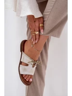 Dámské pantofle 3022/004 Ecru s hnědou - ZaZOO
