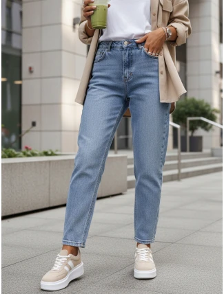 Dámské džíny mom fit s vysokým pasem modré FashionStreet UY2891