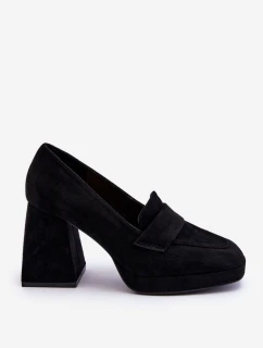 Semišové Lodičky Na Hrubém Podpatku A Platformě Černe Adriel