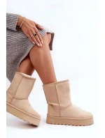 Béžové dámské boty do sněhu Abrams s kožíškem