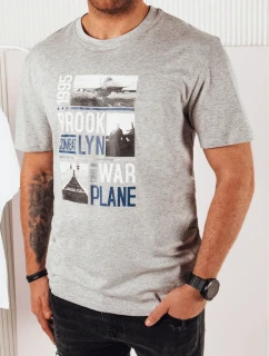 Pánské šedé tričko s potiskem FashionStreet RX5452