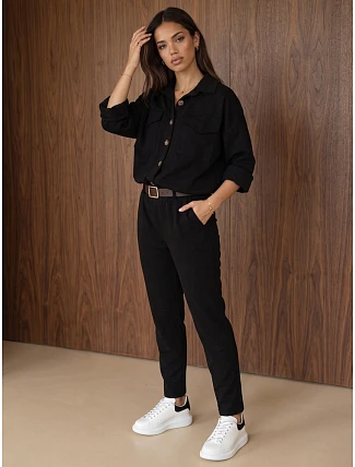 Dámská souprava s blůzou a kalhotami, černá, FashionStreet AY1239 Dámská souprava s blůzou a kalhotami, černá, FashionStreet AY1239
