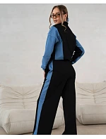 Tepláková souprava mikina na zip + široké kalhoty černo-modrá (821151)