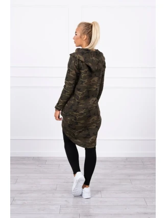 Mikina moro s dlouhými zády khaki+zelená Mikina moro s dlouhými zády khaki+zelená