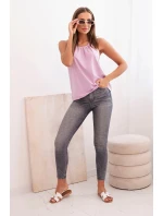 Dámská bavlněná tílko s uvázáním u krku fialová