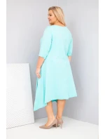 Dámská bavlněná sukni Plus Size s asymetrickým spodním lemem mátová