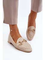 Dámské mokasíny na ploché podrážce s ozdobou béžové Iluvana