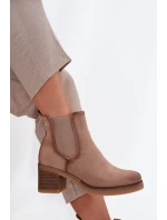 Dámské kotníkové boty na podpatku zateplené béžové Zelia
