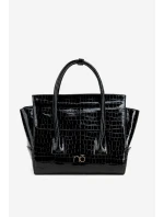 Lakovaná kabelka kufřík s rytím NOBO BAG5810-M20 Černá