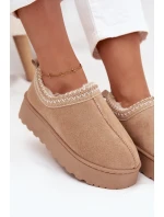 Dámské nízké sněhule Taliah na platformě s vyšíváním – béžové