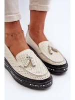 Dámské kožené mokasíny na platformě Béžová Assetnima Dámské kožené mokasíny na platformě Béžová Assetnima