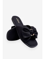 Dámské kožené pantofle s mašlí černé Becky