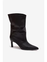 Vklouzněte dámské kotníkové boty na jehlovém podpatku z ekokůže černé Norell