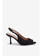 Dámské sandály na podpatku Eko semiš Černé Sevina