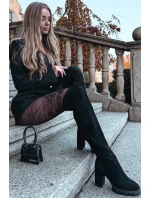 Dámské nadkolenní kozačky Tahlina na sloupku – černé