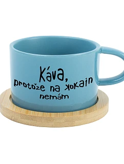 KÁVA, PROTOŽE NA KOKAIN NEMÁM - modrý hrníček makronka 200 ml