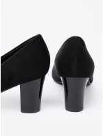 Módní dámské  lodičky černé na širokém podpatku