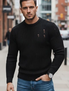 Pánský černý svetr FashionStreet WX1991