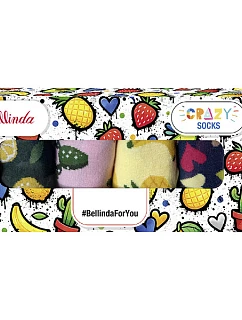 Dárková krabička zábavných crazy ponožek 4 páry CRAZY SOCKS BOX - BELLINDA - zelená