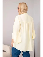 Dámská viskózová halenka Plus Size s volánovým rukávem a výstřihem do V žlutá Dámská viskózová halenka Plus Size s volánovým rukávem a výstřihem do V žlutá