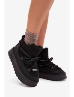 Dámské Sněhule Na Platformě S Kožíškem Typu Beránek Big Star SS274109 Černé Dámské Sněhule Na Platformě S Kožíškem Typu Beránek Big Star SS274109 Černé