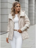 Dámská přechodná prošívaná bunda oversize PUFFILOF light beige FashionStreet TY4856