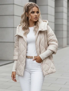Dámská přechodná prošívaná bunda oversize PUFFILOF light beige FashionStreet TY4856