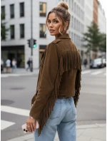 Dámská semišová bunda se střapci hnědá FashionStreet TY5582