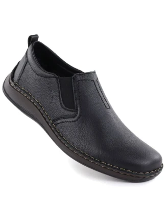 Černá pánská kožená nazouvací obuv Rieker 05264-00 Černá pánská kožená nazouvací obuv Rieker 05264-00