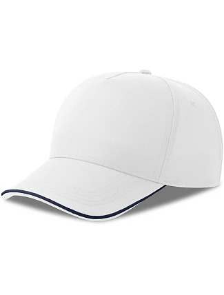 Atlantis Headwear Recy Five Piping 5 panelová sandwich kšiltovka 33.0282 white/navy